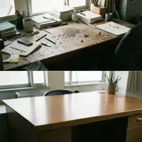 デスクの清掃前後